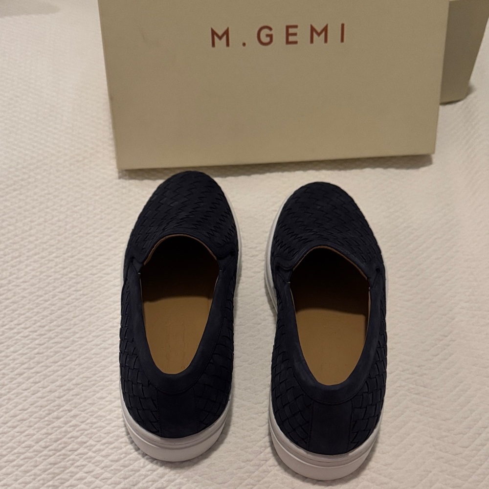 M. Gemi Navy Woven Slip-On Shoes